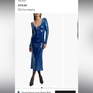 Bardot Verona Sequin Scoop Tie Neck Long Sleeve Scoop Back dress